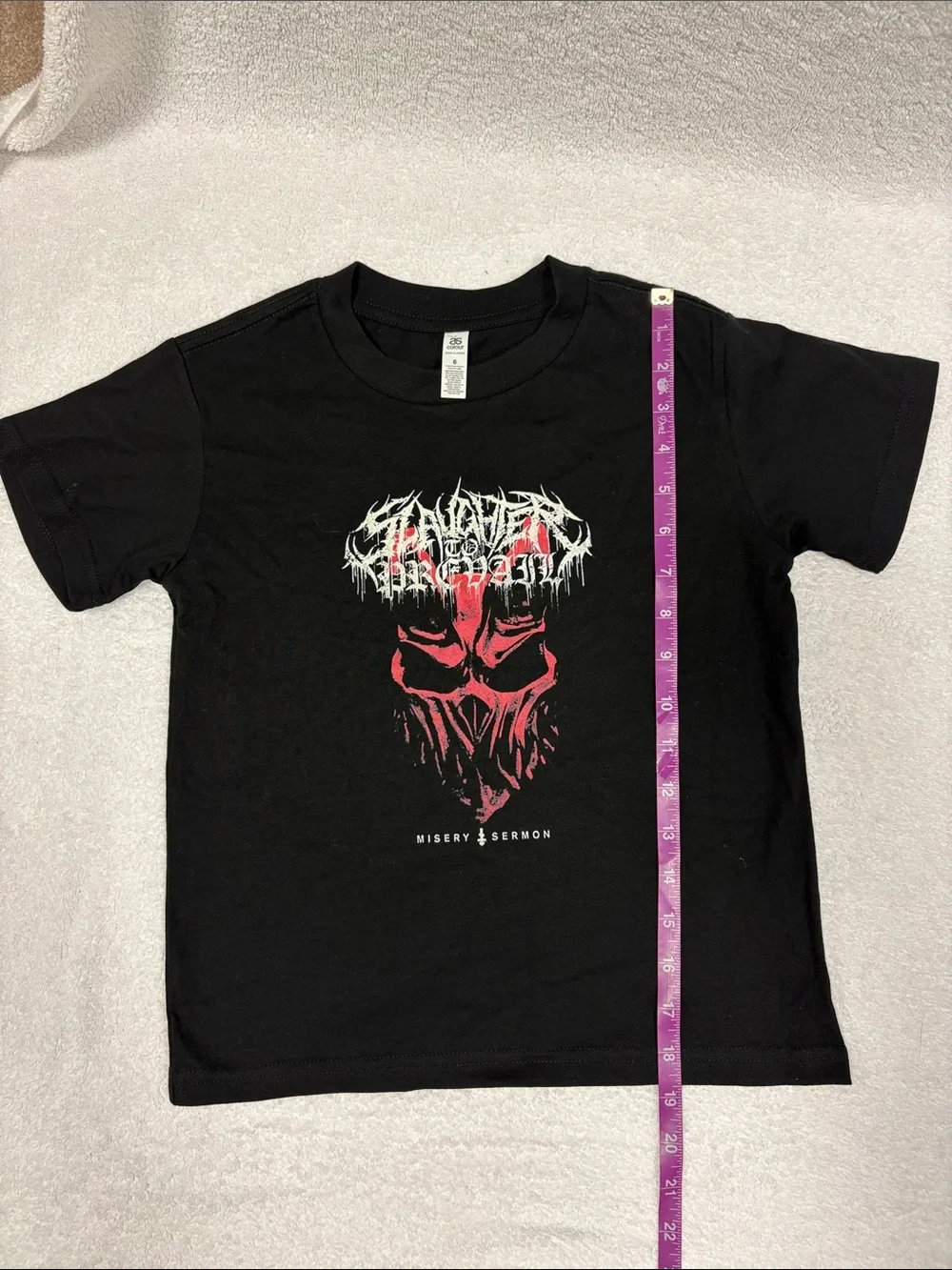 Hot Topic slaughter to prevail  Black Kids Tee with Red Skull Graphic 6